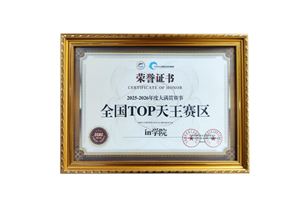 in学院荣获2025-2026年度大满贯赛事全国TOP天王赛区